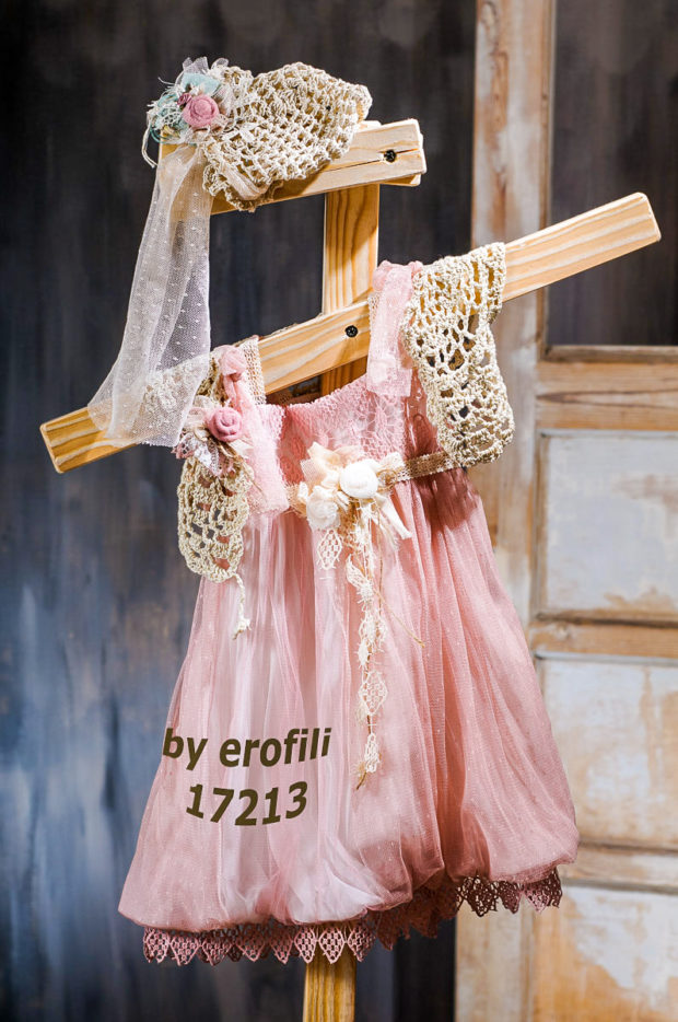 Μπαλούν βαπτιστικό φόρεμα 17213 σε χρώμα σάπιο μήλο by erofili