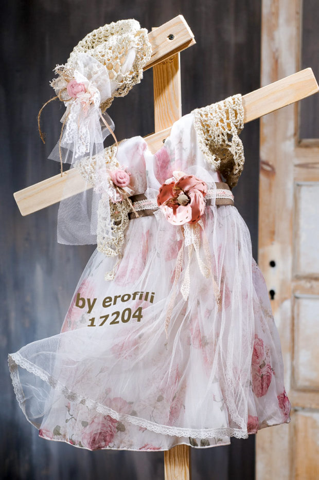 Βαφτιστικό φόρεμα φλοράλ 17204 by erofili