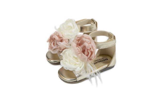 Christening sandals for girl with flowers