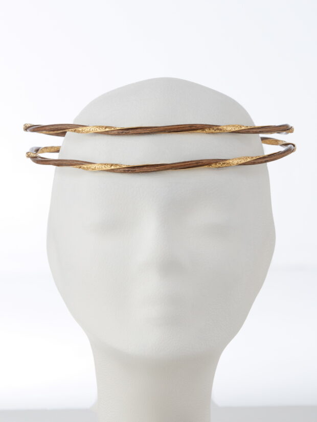 Elegant silver and wood crowns