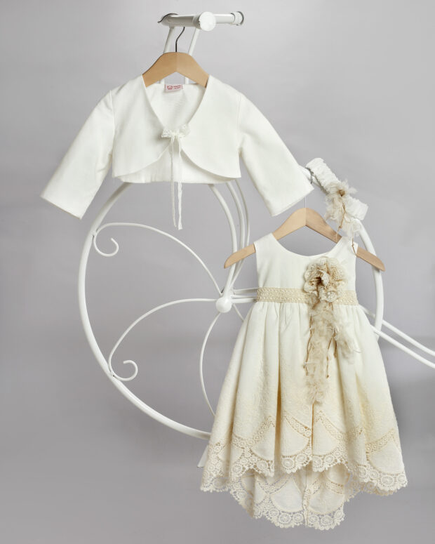 Christening outfit for girl beige