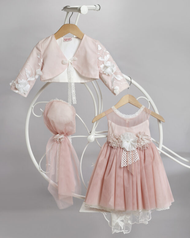 Christening outfit for girl puce