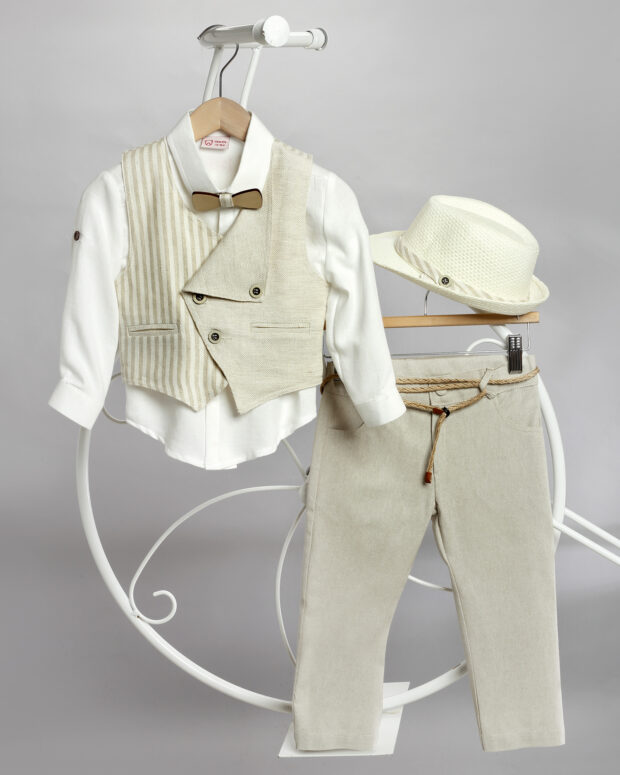 Christening outfit for boy beige
