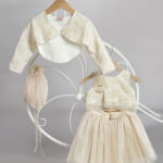 Girl's christening outfit bodice skirt beige