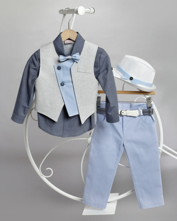 Christening outfit for boy gray