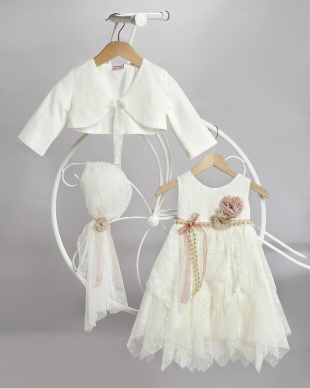 Christening outfit for girl ivory
