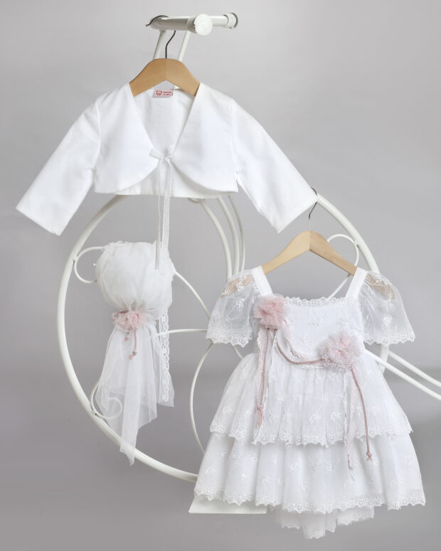 Christening outfit white skirt bodice