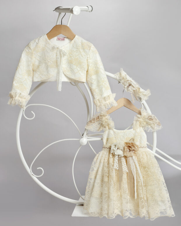 Christening outfit girl beige